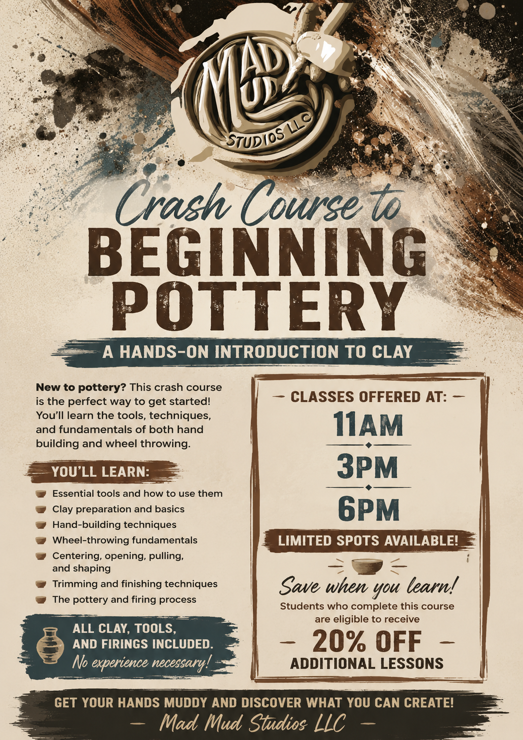 Sept 18-19 Intro to Pottery Series